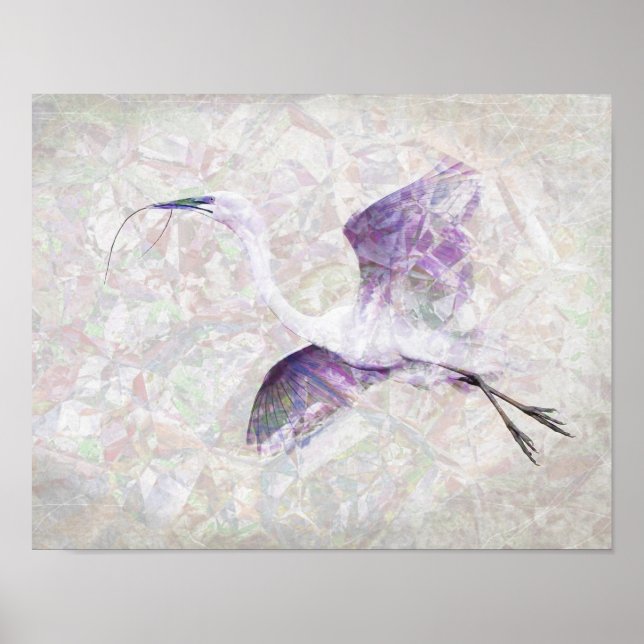 Great Egret Digital Art Poster (Front)