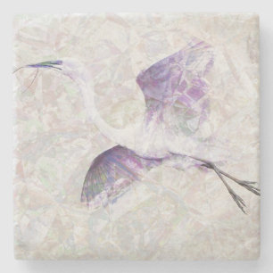 Great Egret Digital Art Stone Coaster