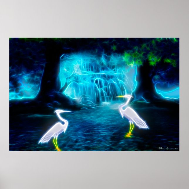 Great Egret Falls Poster (Front)