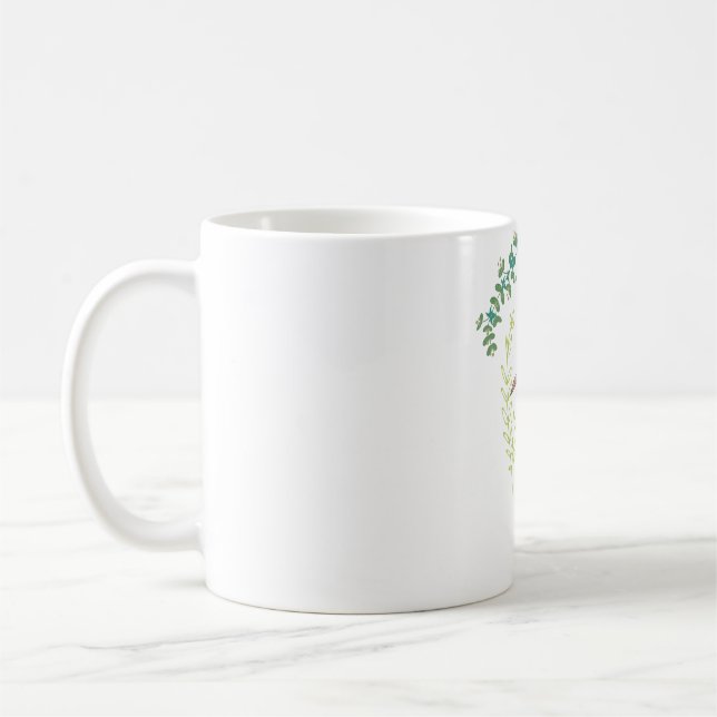 Great Egret floral bird pattern Coffee Mug (Left)