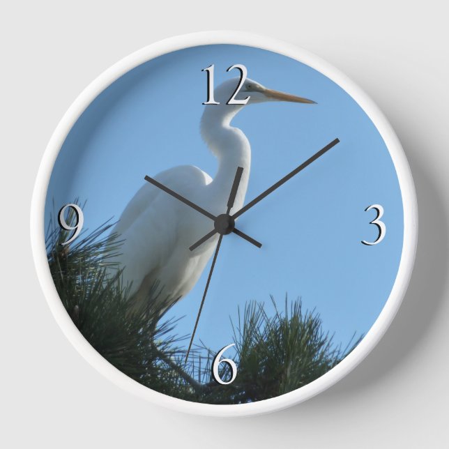 Great Egret in Sunny Florida Clock (Front)