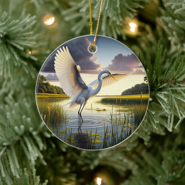 Great Egret Keepsake Ceramic Ornament (Creator Uploaded)
