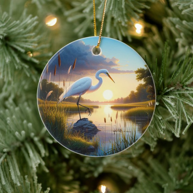 Great Egret Keepsake Ceramic Ornament (Creator Uploaded)