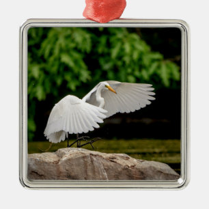 Great Egret Metal Tree Decoration