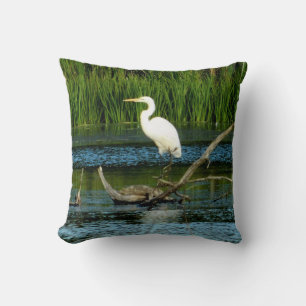 Great Egret Pose Pillow