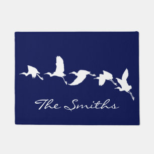Great Egrets in Flight (Choose background color) Doormat