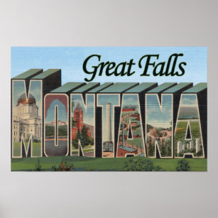 Great Falls, Montana - Large Letter Scenes Poster