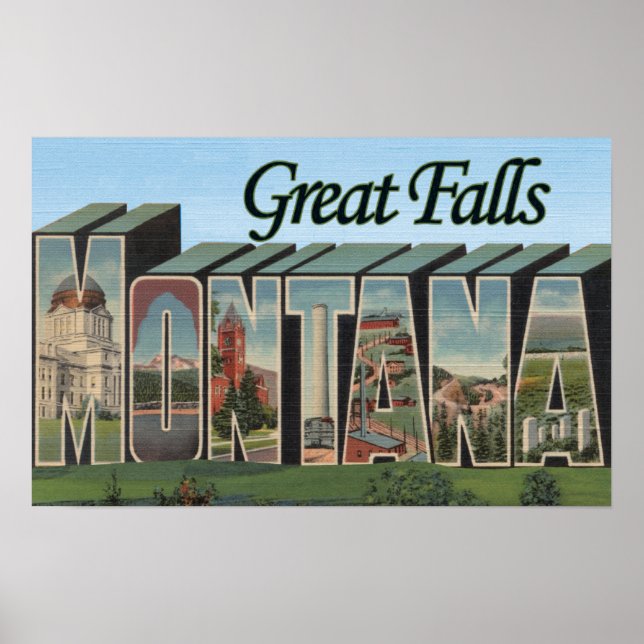 Great Falls, Montana - Large Letter Scenes Poster (Front)
