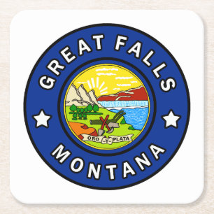 Great Falls Montana Square Paper Coaster