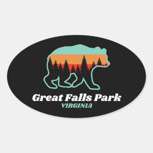 Great Falls Park Virginia VA Bear Retro Vintage Oval Sticker