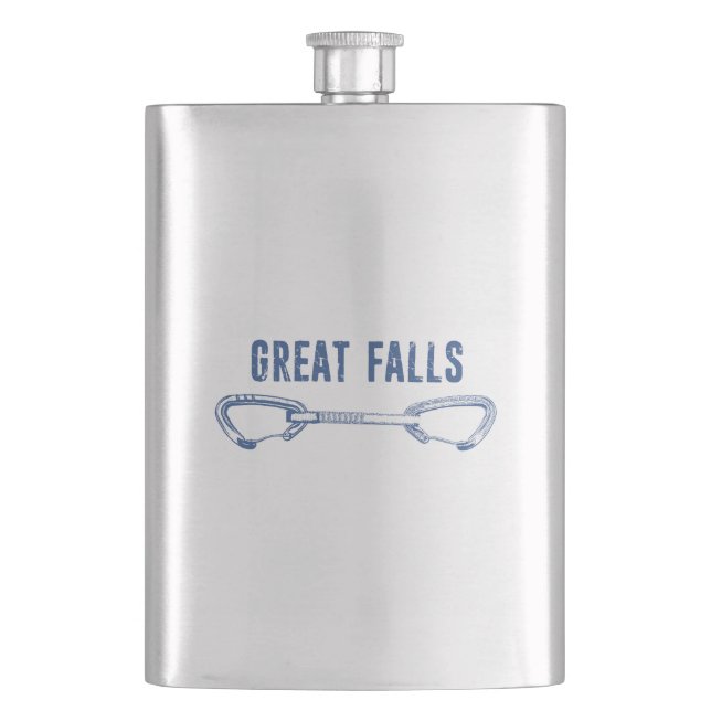 Great Falls Virginia Rock Climbing Quickdraw Hip Flask (Front)