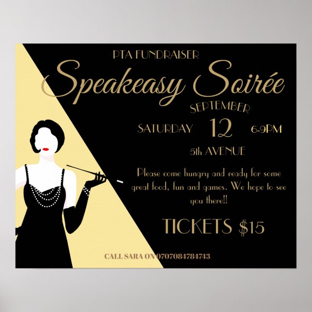 Great Gatsby 1920s Flapper Party promo poster (Front)