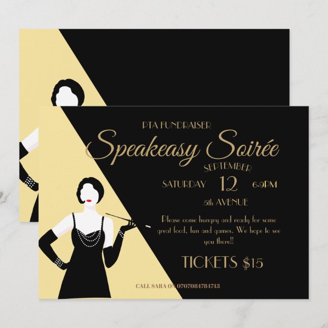 Great Gatsby 1920s Flapper Party promo poster Invitation (Front/Back)