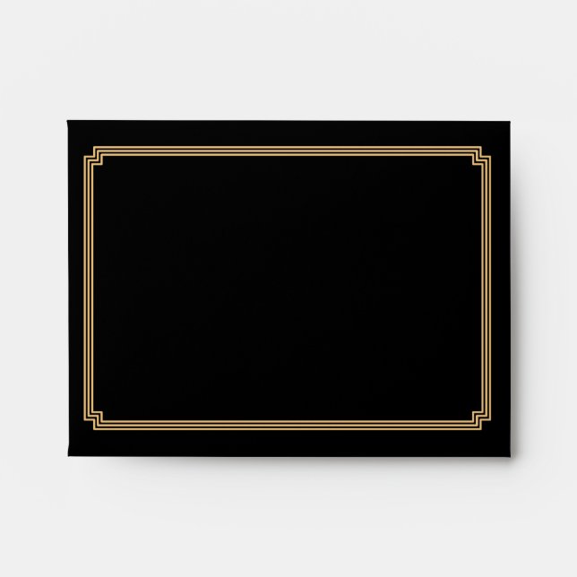 Great Gatsby Art Deco Black Wedding RSVP Envelopes (Front)