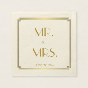Great Gatsby Art Deco Ecru White Wedding Napkins