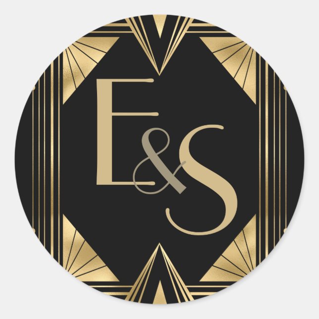 Great Gatsby art deco elegant wedding Sticker (Front)