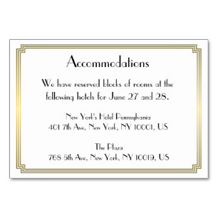 Great Gatsby Art Deco Gold Wedding Accommodation Table Number