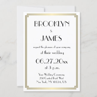 Great Gatsby Art Deco Gold Wedding Invitations