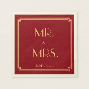 Great Gatsby Art Deco Red Wedding Napkins