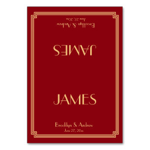 Great Gatsby Art Deco Red Wedding Place Cards