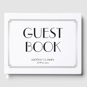 Great Gatsby Art Deco Silver Wedding Guest Book