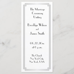 Great Gatsby Art Deco Silver Wedding Programs