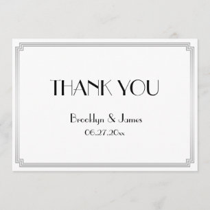 Great Gatsby Art Deco Silver Wedding Thank You Card