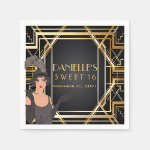 Great Gatsby Art Deco Sweet 16 Personalised Napkin
