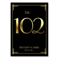 Great Gatsby Art Deco Table Number 102 Gold Black