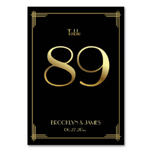 Great Gatsby Art Deco Table Number 89 Gold Black