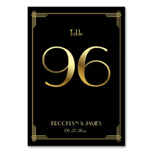 Great Gatsby Art Deco Table Number 96 Gold Black