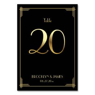 Great Gatsby Art Deco Table Number Gold 20