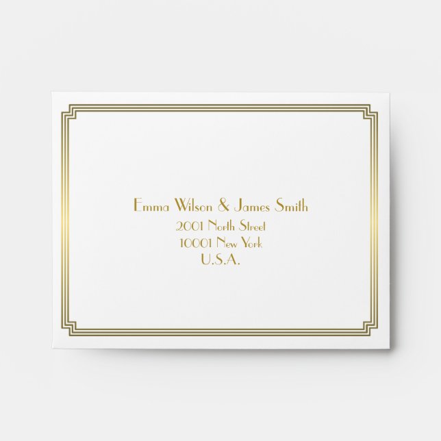 Great Gatsby Art Deco White Wedding RSVP Envelopes (Front)