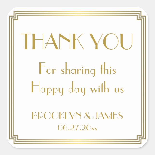 Great Gatsby Art Deco White Wedding Stickers (Front)