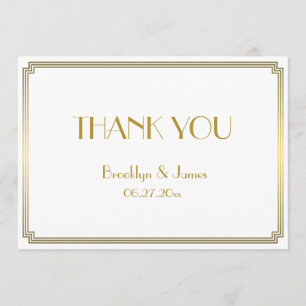 Great Gatsby Art Deco White Wedding Thank You Card