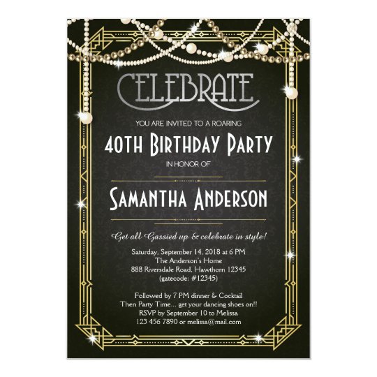 great gatsby birthday invitation art deco invite zazzle com au