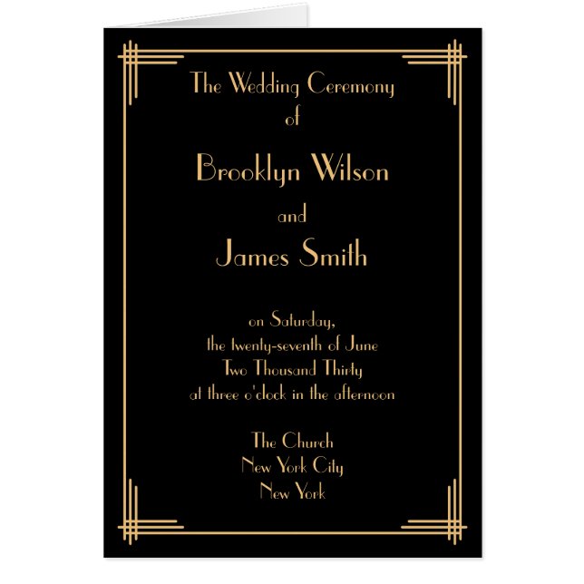 Great Gatsby Black Art Deco Wedding Programs (Front)