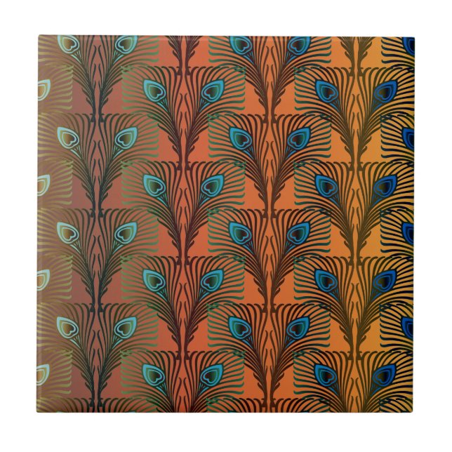 Great Gatsby Feathers art deco design Tile (Front)