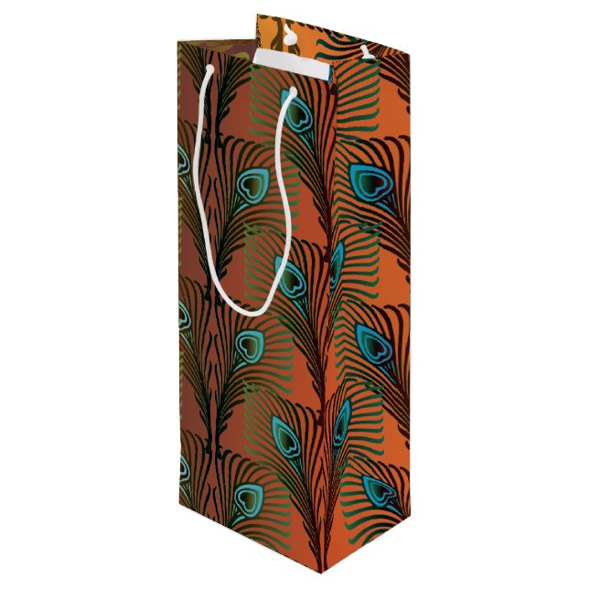 Great Gatsby Feathers art deco design Wine Gift Bag (Back Angled)