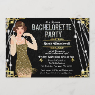 Great Gatsby Flapper Girl Bachelorette Invitation
