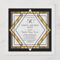 Great Gatsby Gold White Art Deco 50 Birthday Party