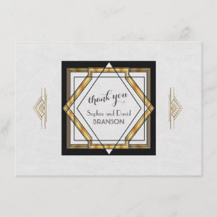 Great Gatsby Gold White Art Deco Wedding THANK YOU