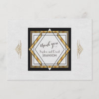 Great Gatsby Gold White Art Deco Wedding THANK YOU
