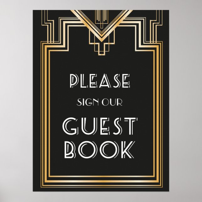 Great Gatsby Inspired Guest Book Wedding Sign (Front)
