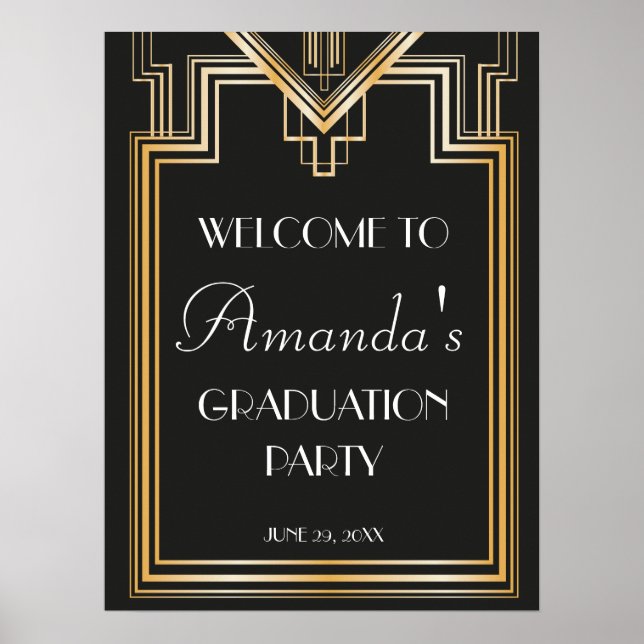 Great Gatsby Inspired Welcome Graduation Signage Poster (Front)