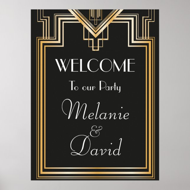 Great Gatsby Inspired Welcome Party Signage Poster (Front)