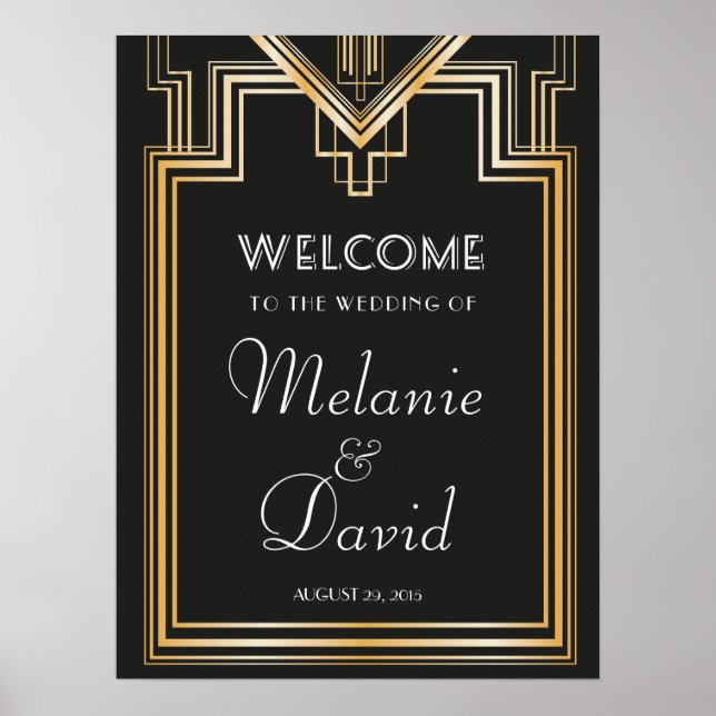Great Gatsby Inspired Welcome Wedding Signage Poster (Front)