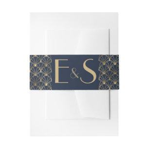 Great Gatsby Monogrammed art deco wedding Invitation Belly Band