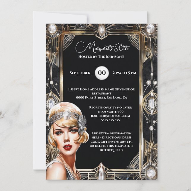 Great Gatsby roaring twenties flapper art deco Invitation (Front)