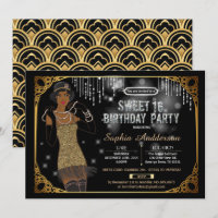 Great Gatsby sweet 16 birthday party invitation